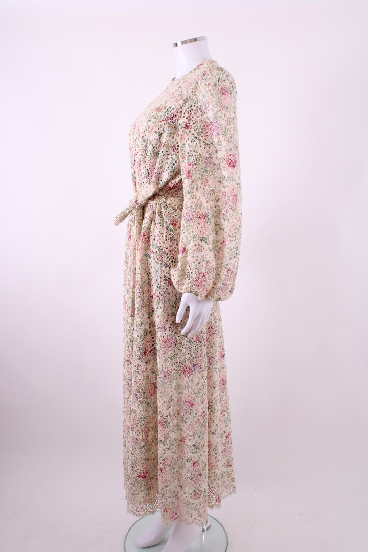 Zimmermann L/S Paisley Lace Dress Cream/ Pink 14