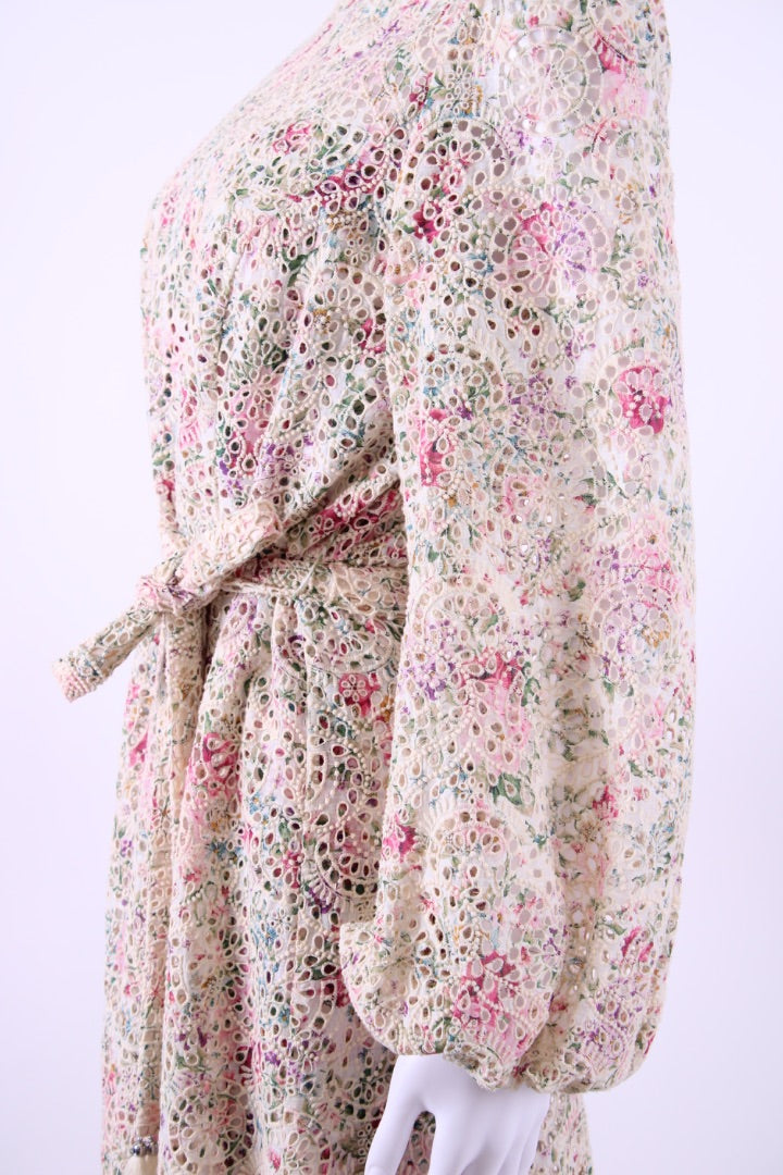 Zimmermann L/S Paisley Lace Dress Cream/ Pink 14