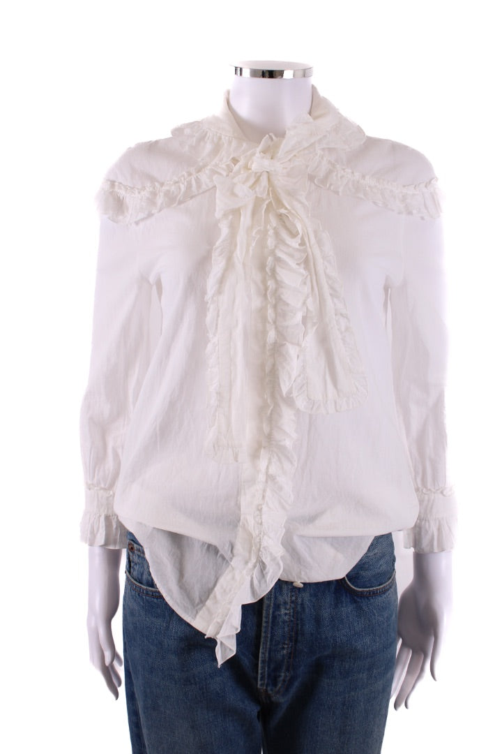 Gucci Ruffle Collar Blouse White M