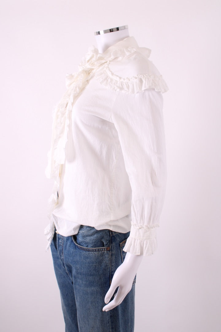 Gucci Ruffle Collar Blouse White M