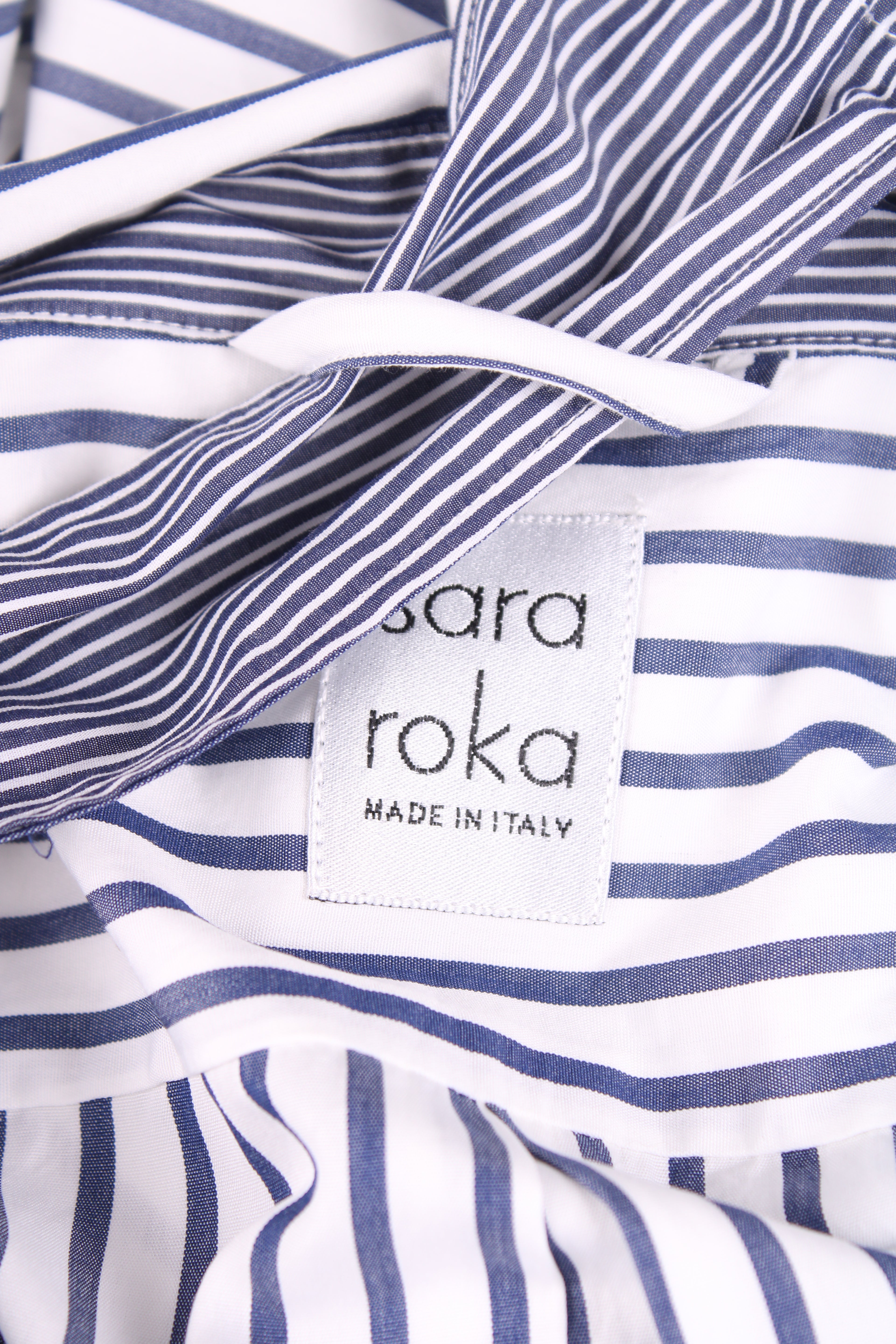 Sara Roka L/S Stripe Dress White/ Navy 12
