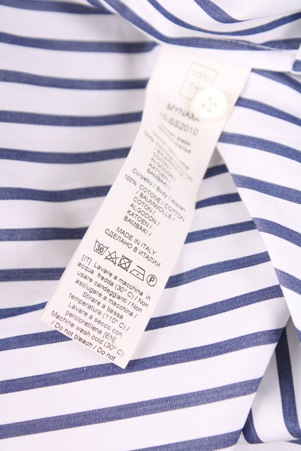 Sara Roka L/S Stripe Dress White/ Navy 12