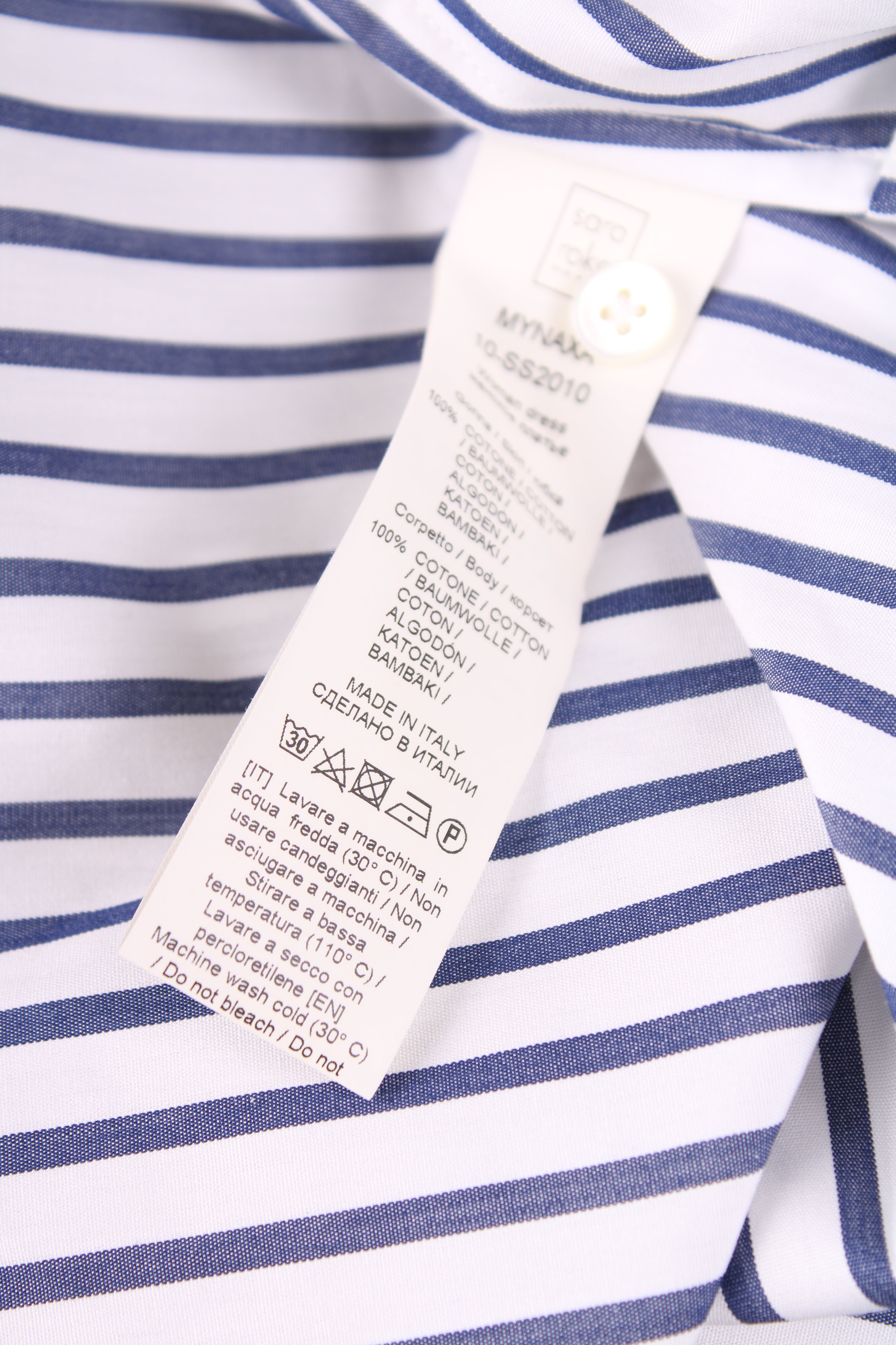 Sara Roka L/S Stripe Dress White/ Navy 12