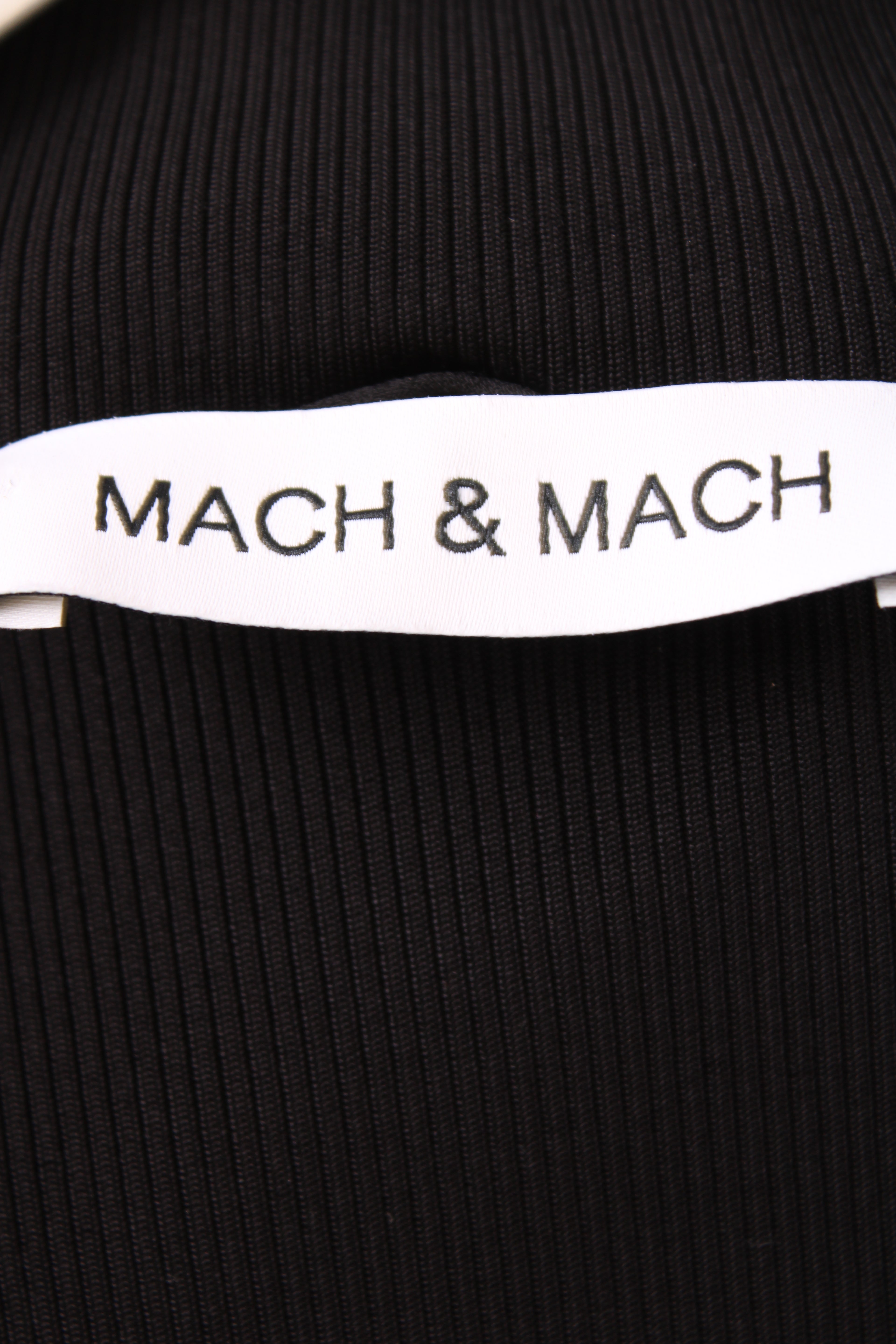 Mach & Mach L/S Crystal Bow Ribbed Dress Black 14