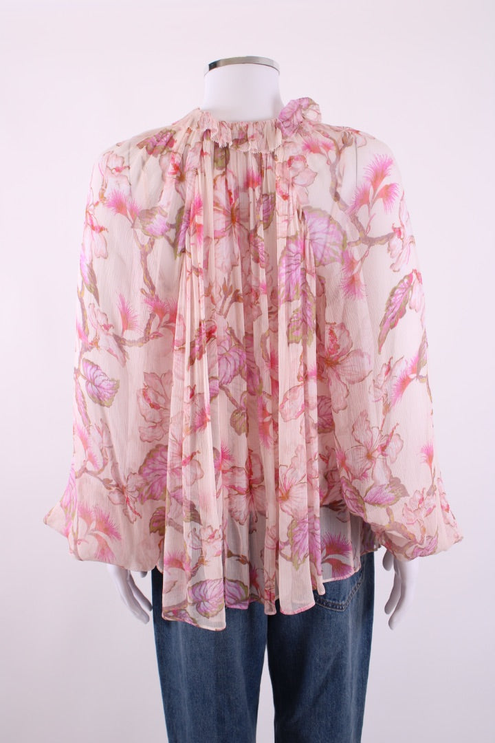 Zimmermann L/S Floral Blouse Cream/ Pink 10