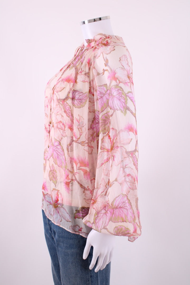 Zimmermann L/S Floral Blouse Cream/ Pink 10