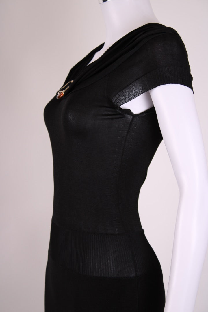 Gucci S/S Knitted Brooch Dress Black S