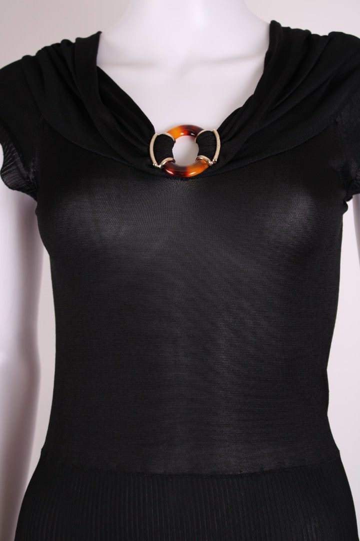 Gucci S/S Knitted Brooch Dress Black S