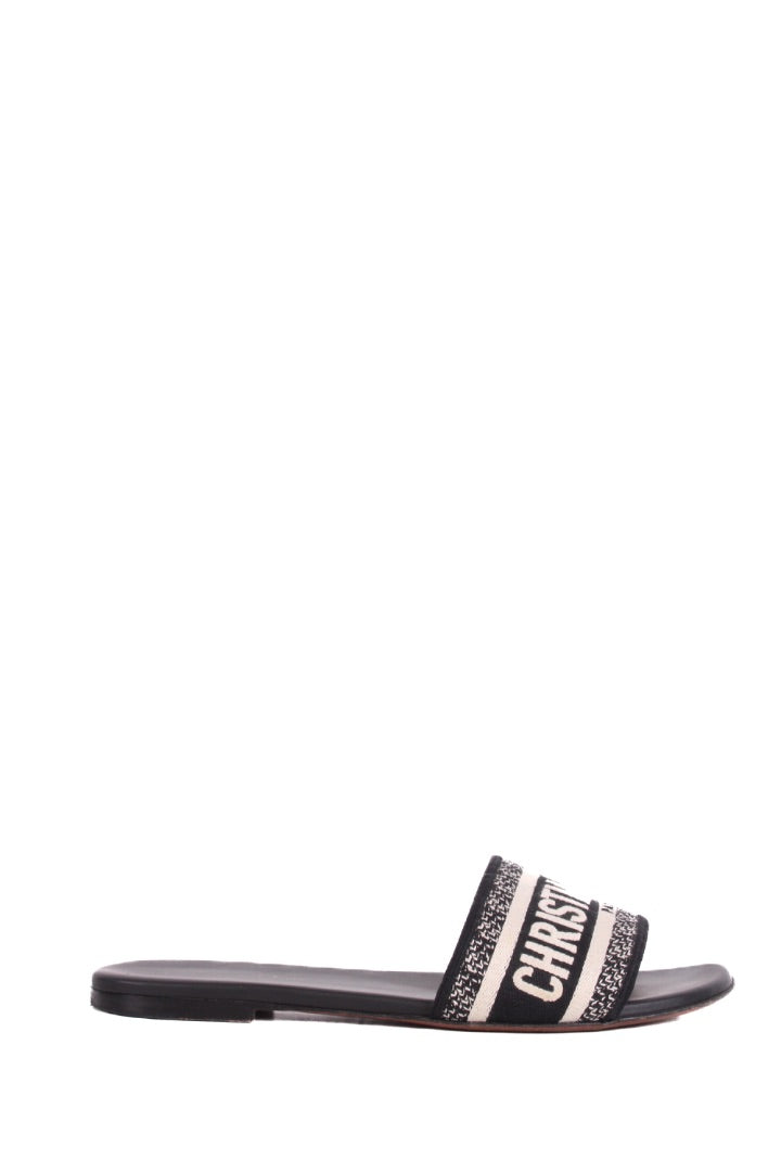 Dior Dway Embroidered Slide Black/ Cream 38