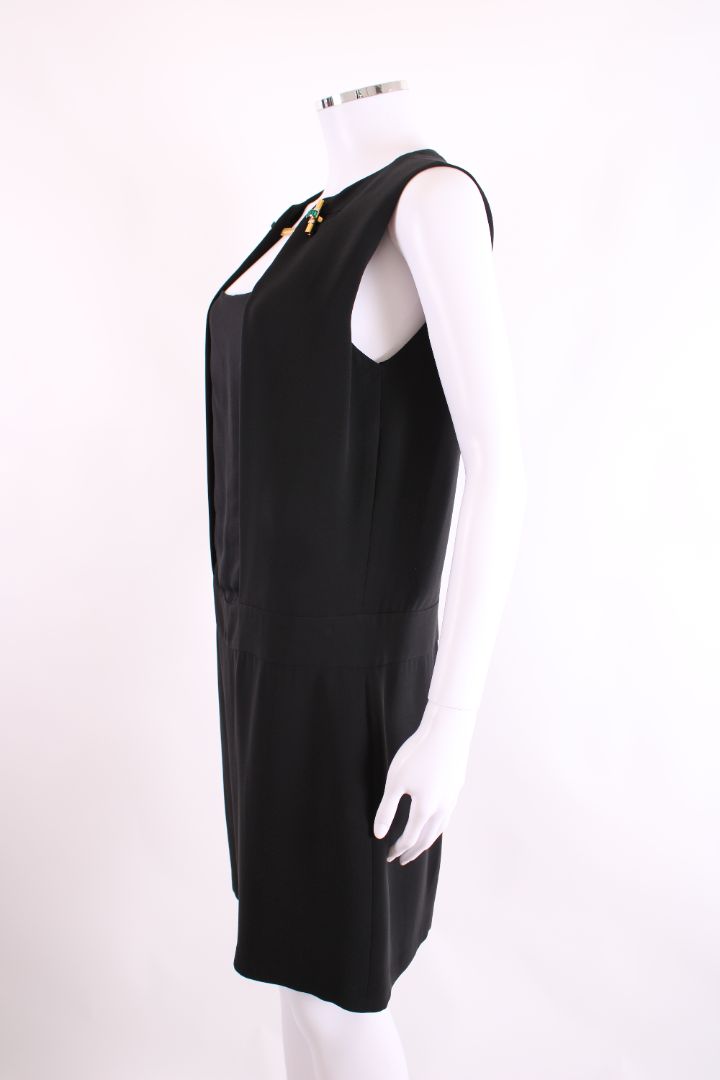 Gucci Silk Gold/Gem Chain Detailed Dress Black 42