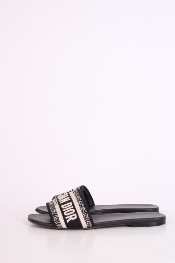 Dior Dway Embroidered Slide Black/ Cream 38