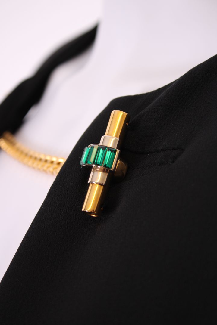 Gucci Silk Gold/Gem Chain Detailed Dress Black 42