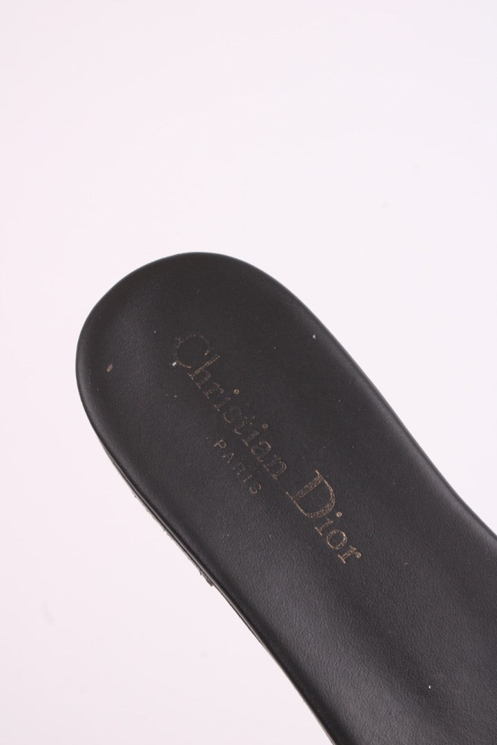 Dior Dway Embroidered Slide Black/ Cream 38