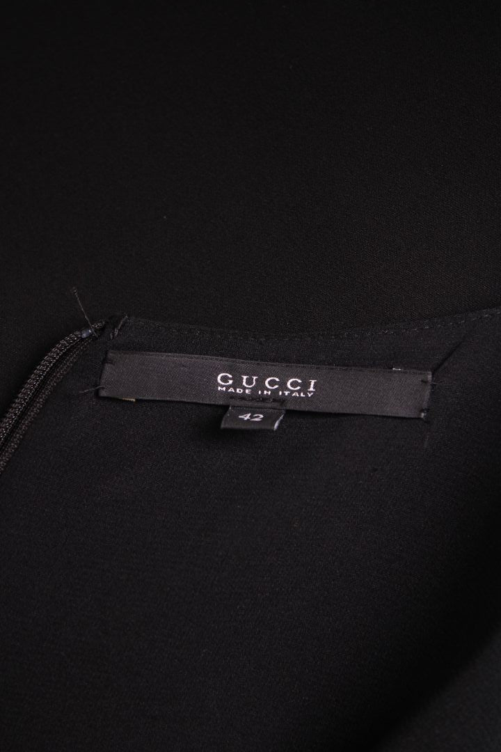 Gucci Silk Gold/Gem Chain Detailed Dress Black 42