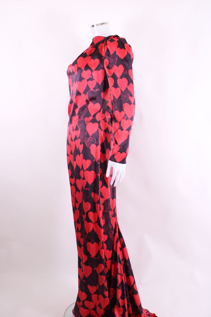 Lanvin Heart Print Dress Navy/ Red S