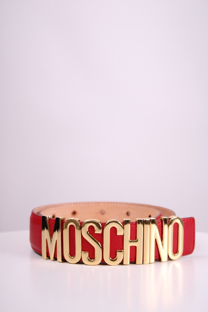 Moschino Logo Belt Red 38
