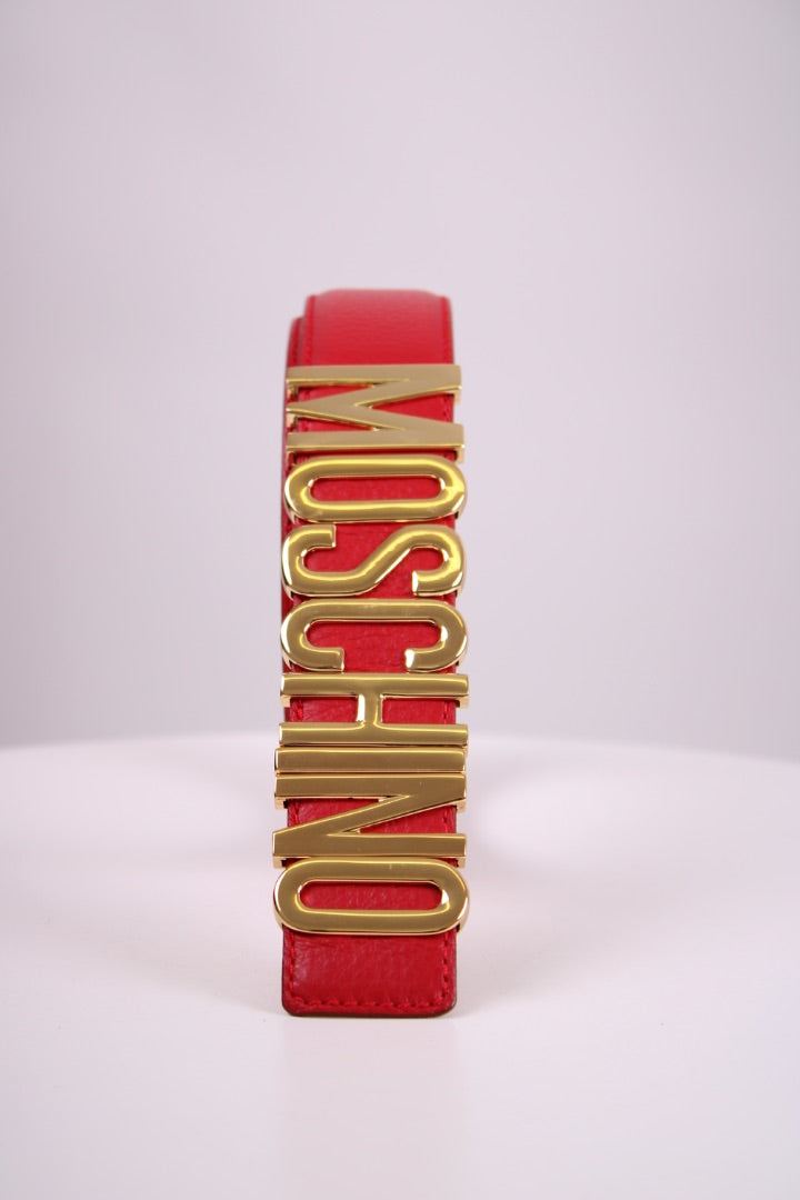 Moschino Logo Belt Red 38