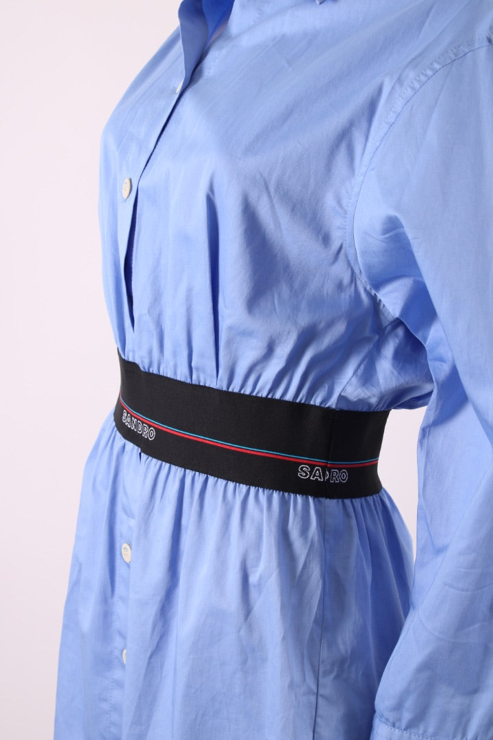 Sandro L/S Elasticated Waist Shirt Dress Blue 8