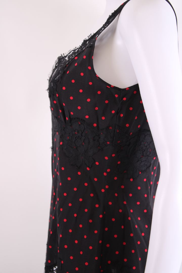 Dolce & Gabbana Lace Trim Polka Dot Camisole Black/ Red S