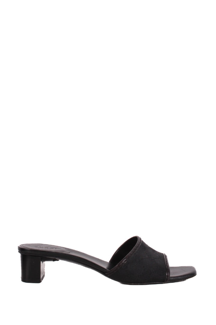 Gucci Monogram Heeled Mule Shoes Black 38