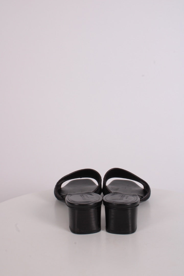 Gucci Monogram Heeled Mule Shoes Black 38