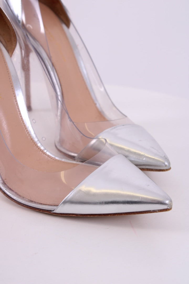 Gianvito Rossi PVC Side Heels Silver 38