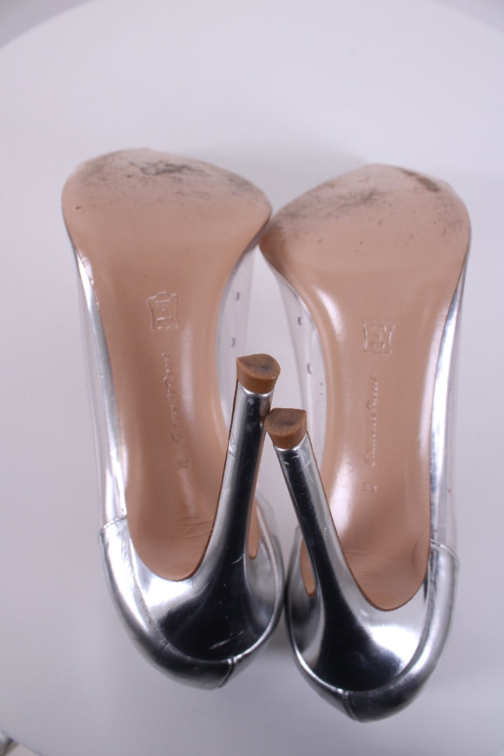 Gianvito Rossi PVC Side Heels Silver 38