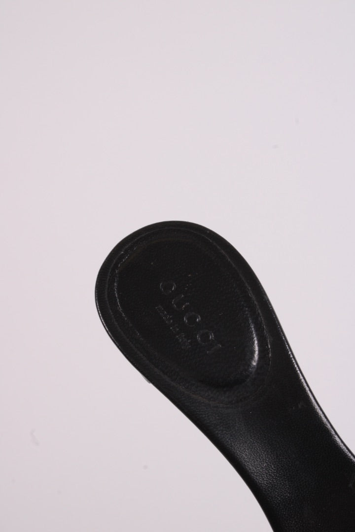 Gucci Monogram Heeled Mule Shoes Black 38