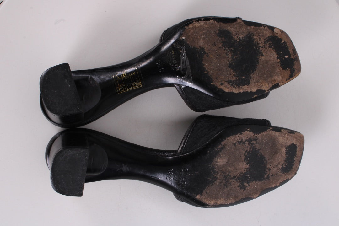 Gucci Monogram Heeled Mule Shoes Black 38