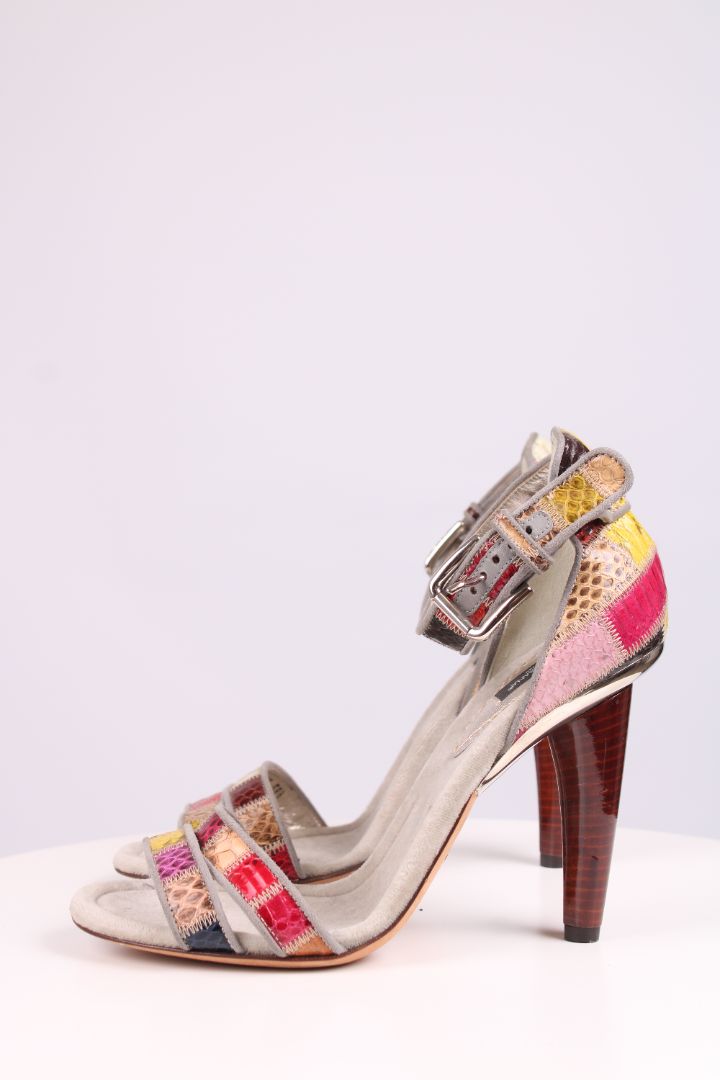 Dolce & Gabbana Patch work velvet sandal heels Grey/multicoloured 39.5