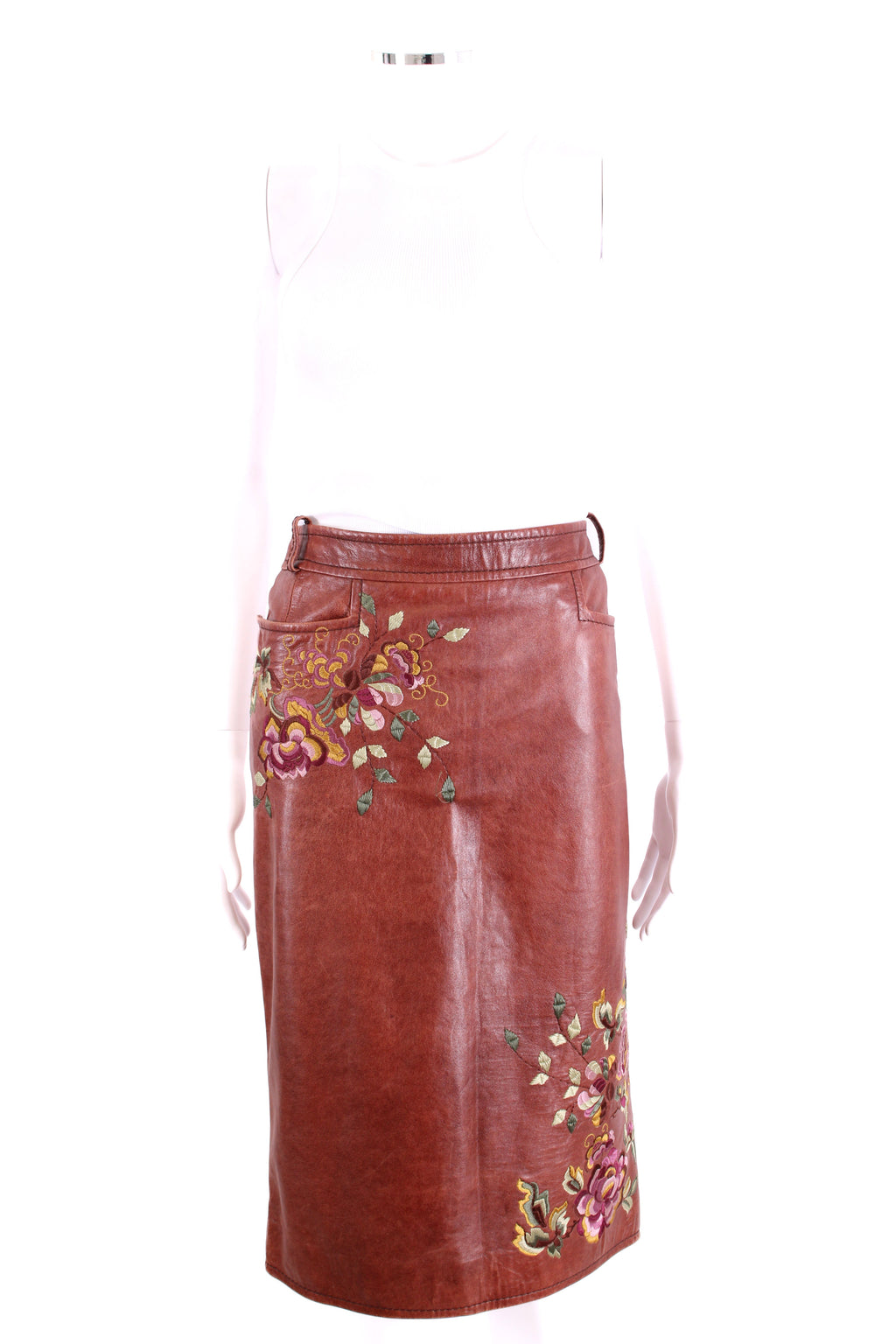 Christian Dior 2005 Collection Embroidered Skirt Brown Floral 14
