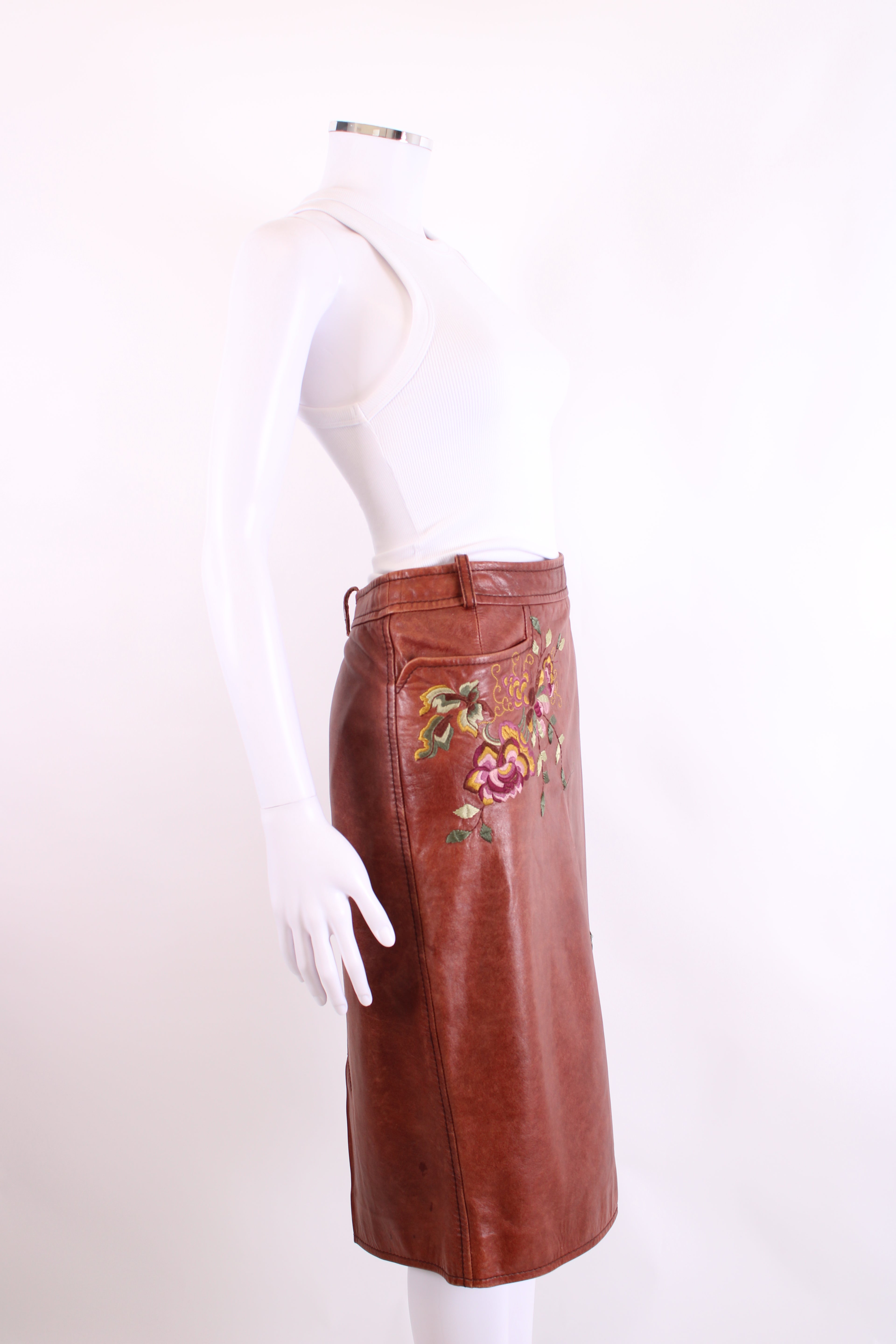 Christian Dior 2005 Collection Embroidered Skirt Brown Floral 14