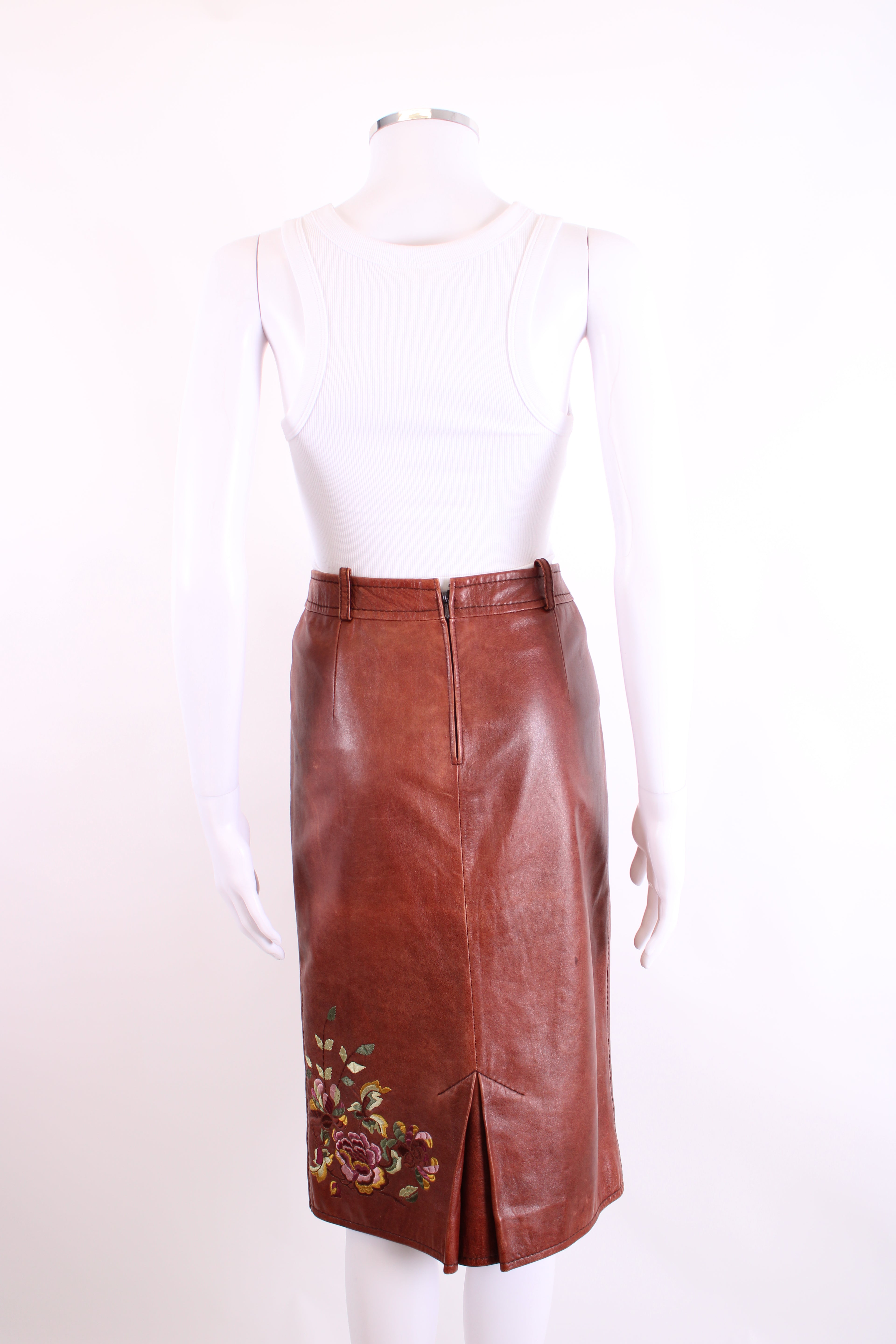 Christian Dior 2005 Collection Embroidered Skirt Brown Floral 14