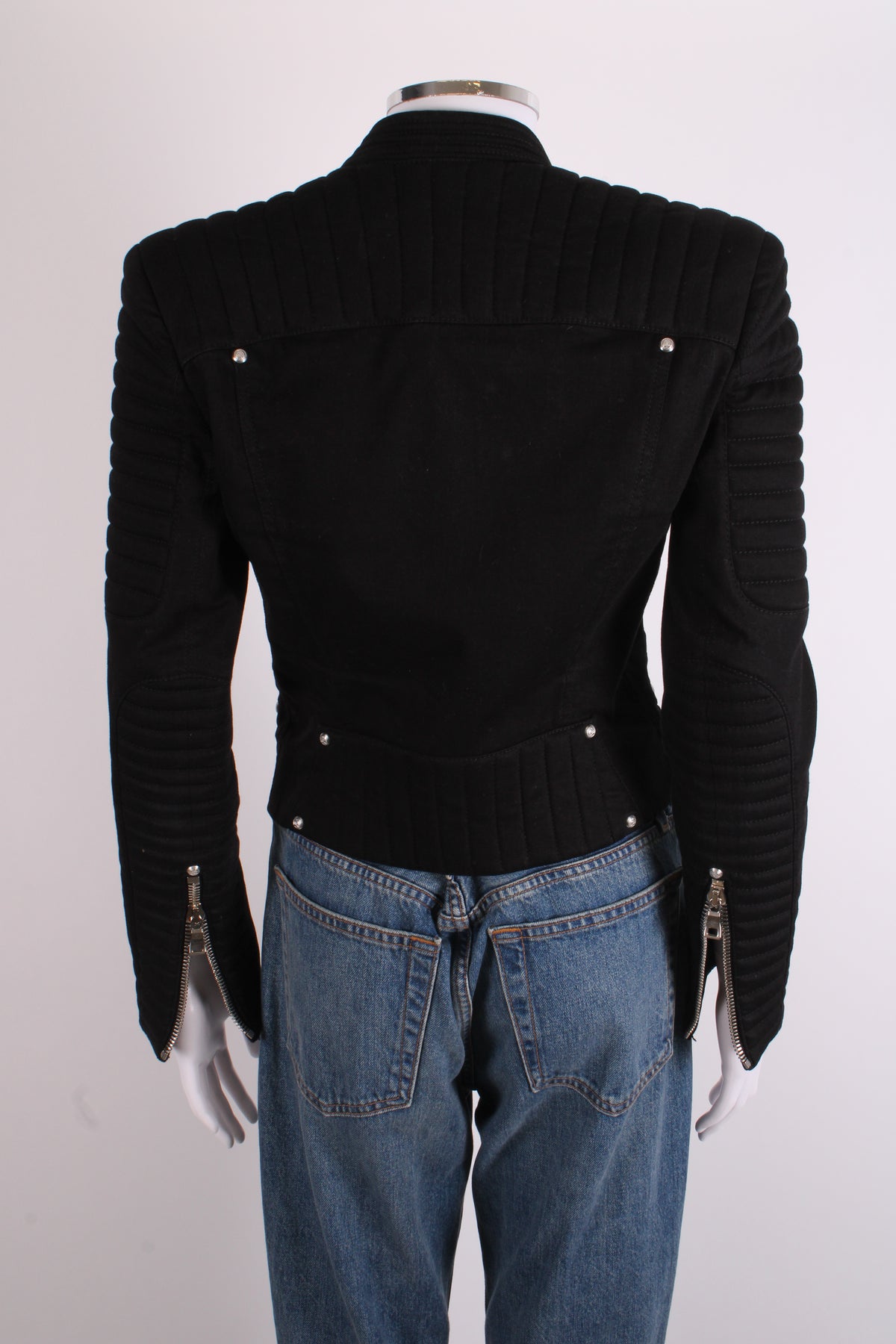 Balmain Canvas Biker Jacket Black 10
