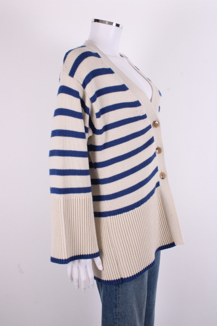 Toteme L/S Stripe Cardigan Cream/ Blue M