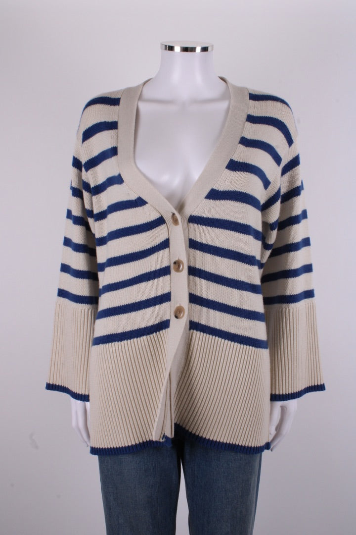 Toteme L/S Stripe Cardigan Cream/ Blue M