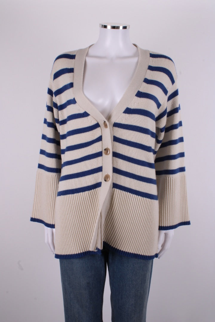 Toteme L/S Stripe Cardigan Cream/ Blue M