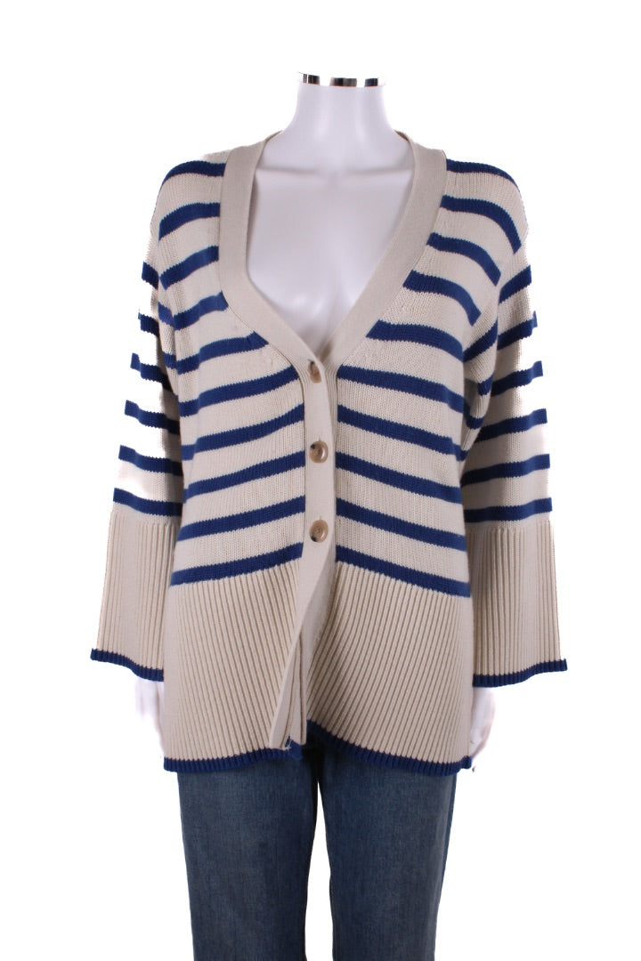 Toteme L/S Stripe Cardigan Cream/ Blue M