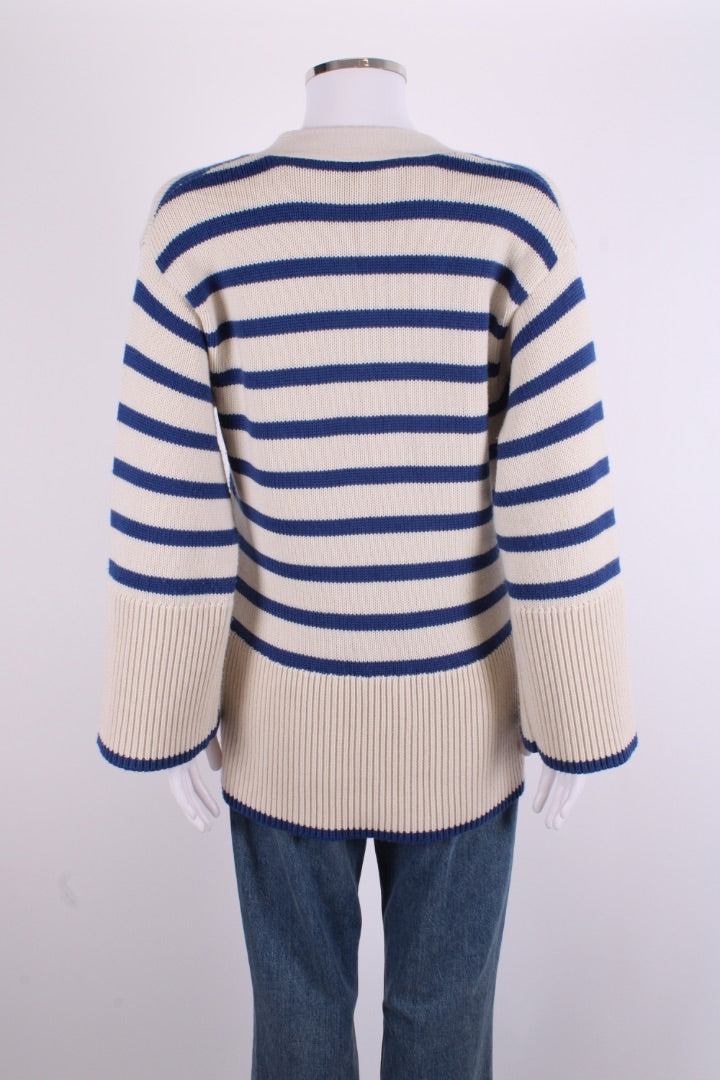 Toteme L/S Stripe Cardigan Cream/ Blue M