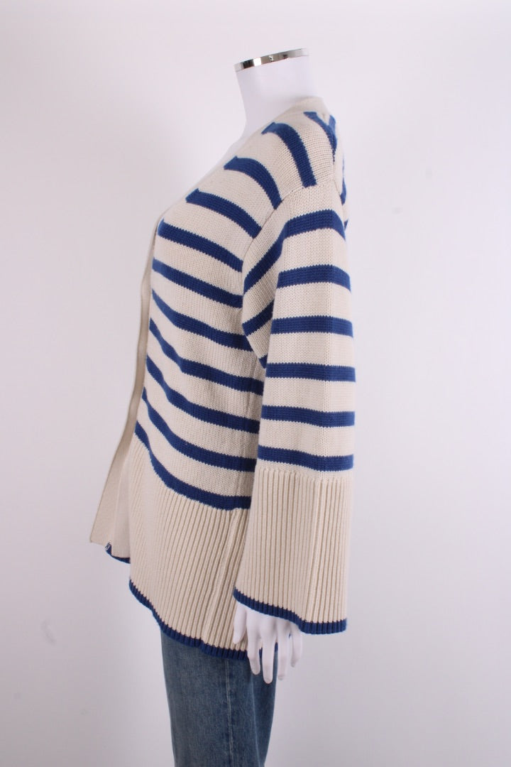 Toteme L/S Stripe Cardigan Cream/ Blue M