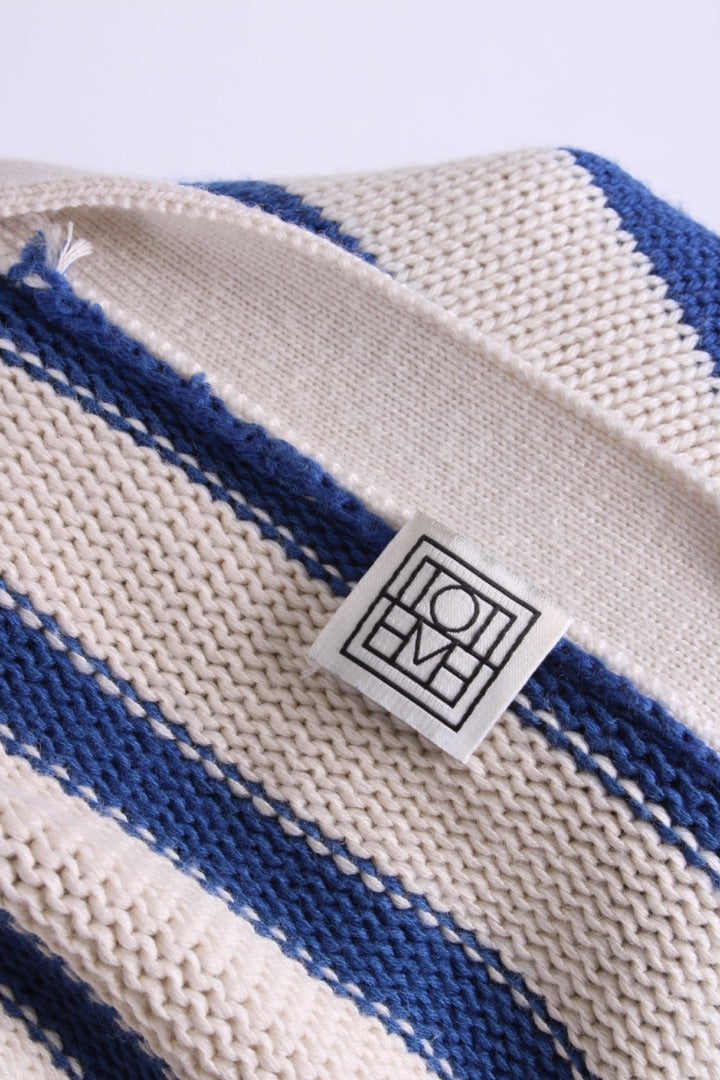 Toteme L/S Stripe Cardigan Cream/ Blue M