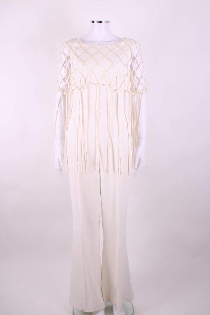 Saloni Mara Fringes Jumpsuit Cream 14