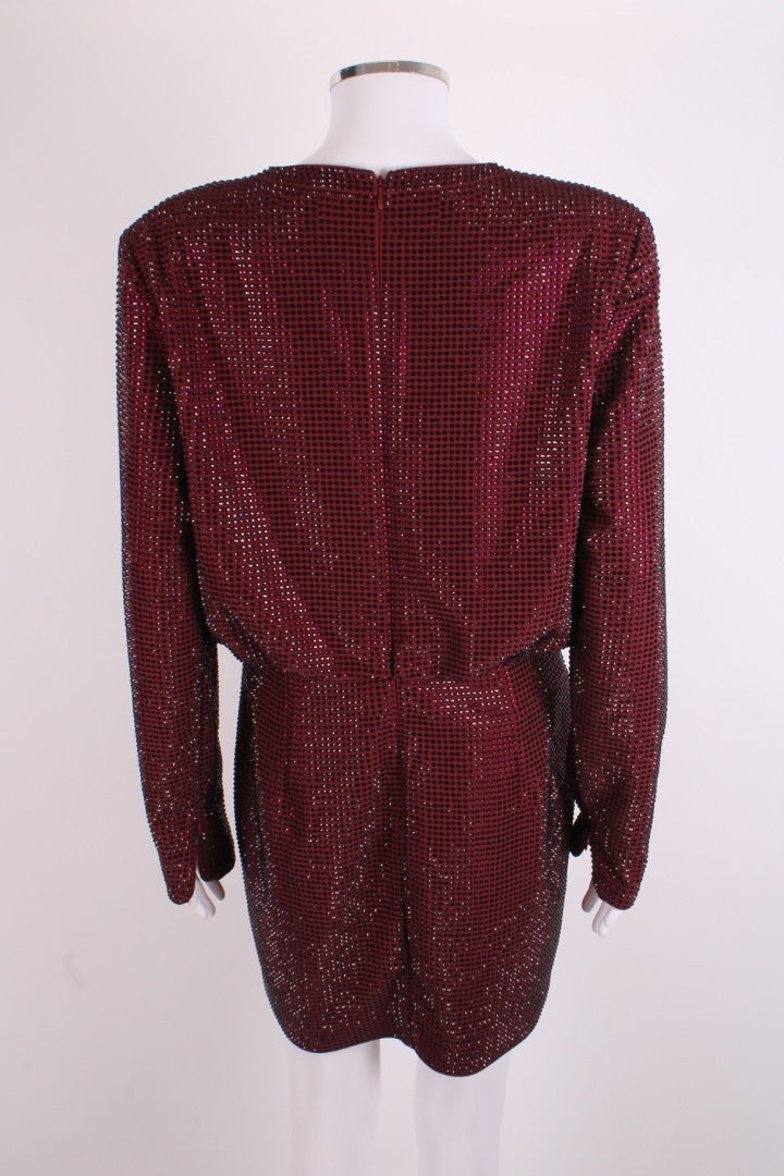 Roland Mouret L/S Diamante Dress Burgundy 12