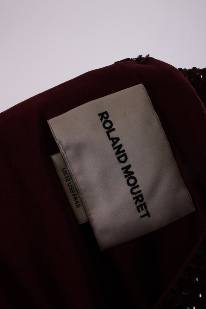 Roland Mouret L/S Diamante Dress Burgundy 12