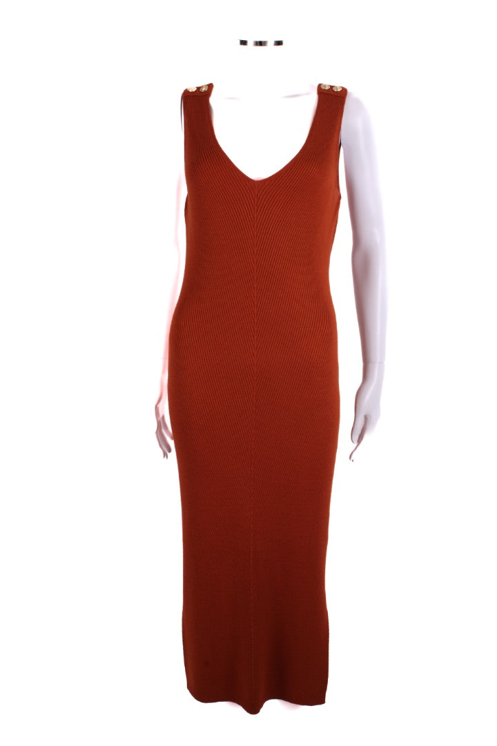 Holland Cooper S/S Rib Knit Dress Orange M