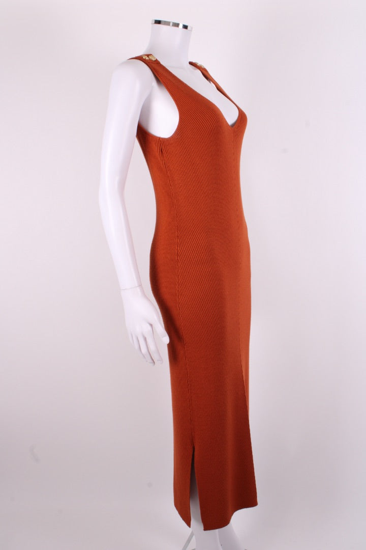 Holland Cooper S/S Rib Knit Dress Orange M