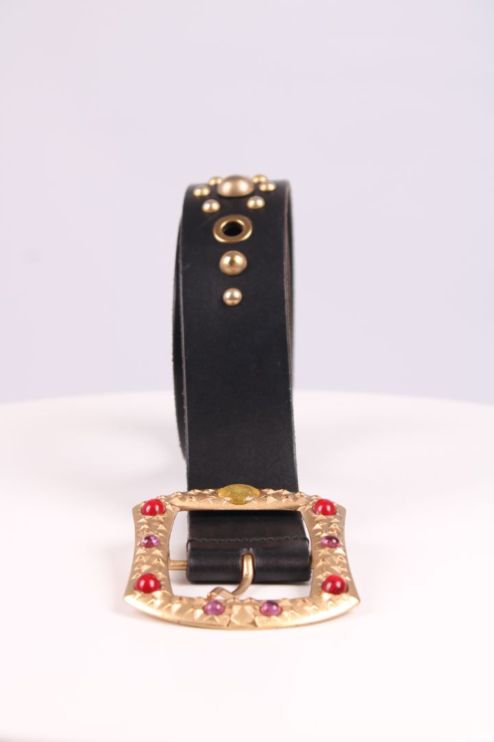 Dolce & Gabbana Gold buckle jewelled belt black/gold/red/pruple 36inch