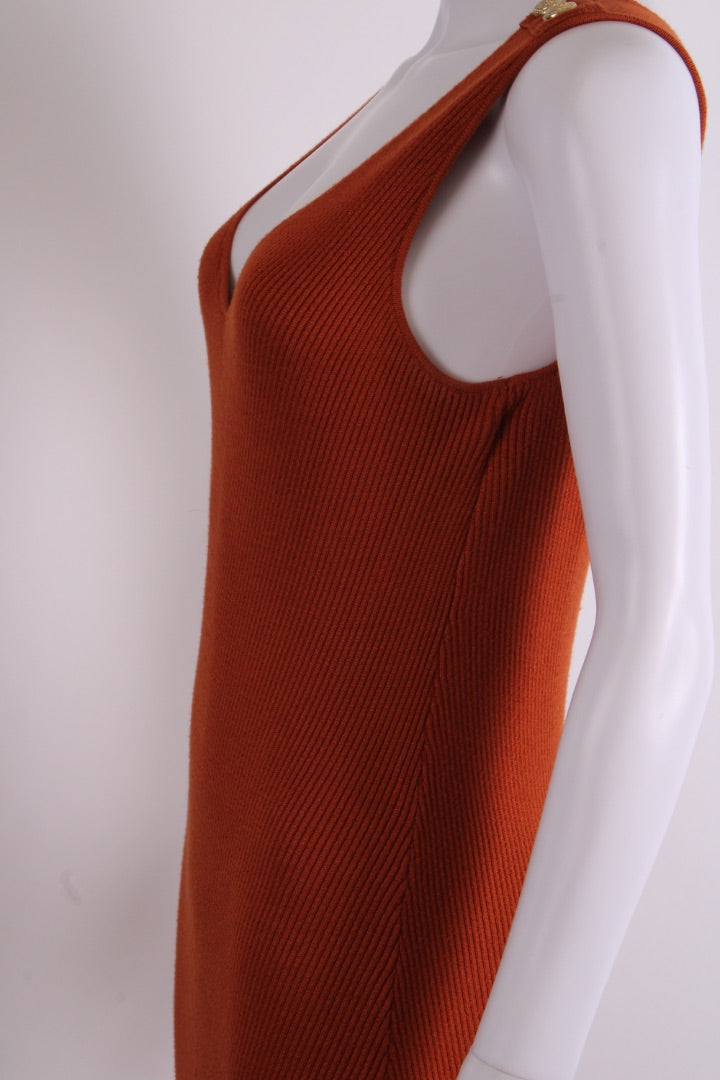 Holland Cooper S/S Rib Knit Dress Orange M
