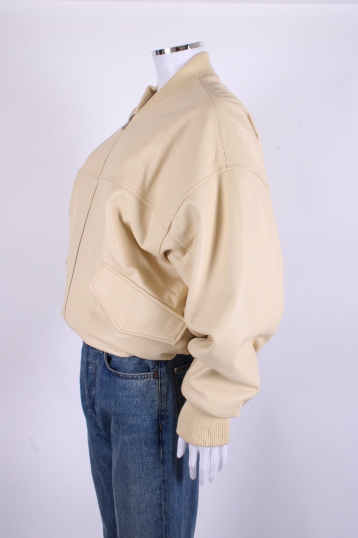 Arrange Leather Bomber Jacket Buttermilk S