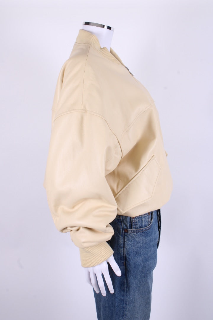 Arrange Leather Bomber Jacket Buttermilk S